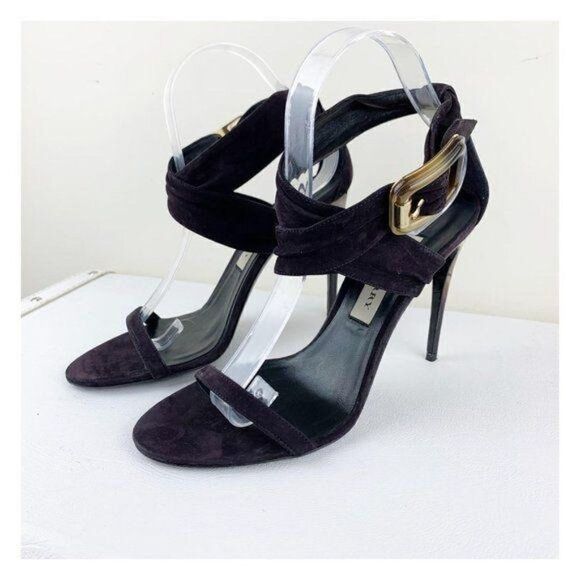 Burberry Marham Purple Suede Trench Ankle Wrap Ombré Heel Buckle Sandal 9 - Picture 2 of 13